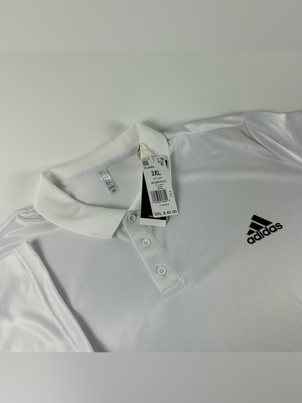 Adidas Mens SZ 3XL White Designed to Move 3-Stripes Performance Polo Shirt NWT